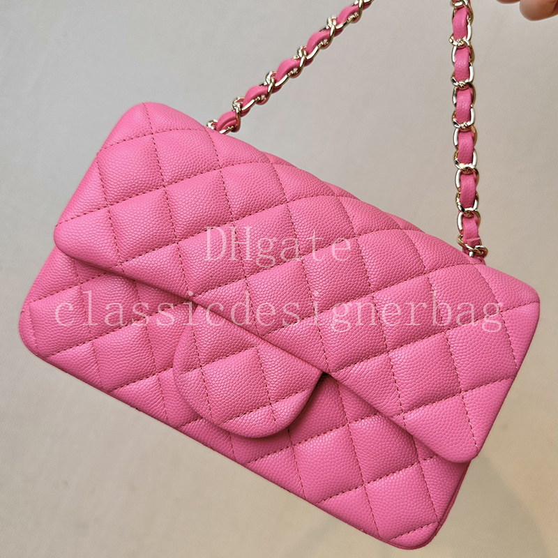 top quality caviar leather flap bag 20cm bright quilted women versatile crossbody shoulder bag with box 24c02a