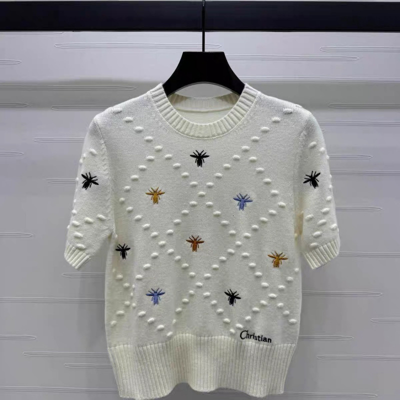 Chnel Style Light Polo Luxury Knitted Short Sleeve Spring Summer New Highend Qulity Design Slim Designer Hoodie Short Round Neck Sweter Designer Shirt