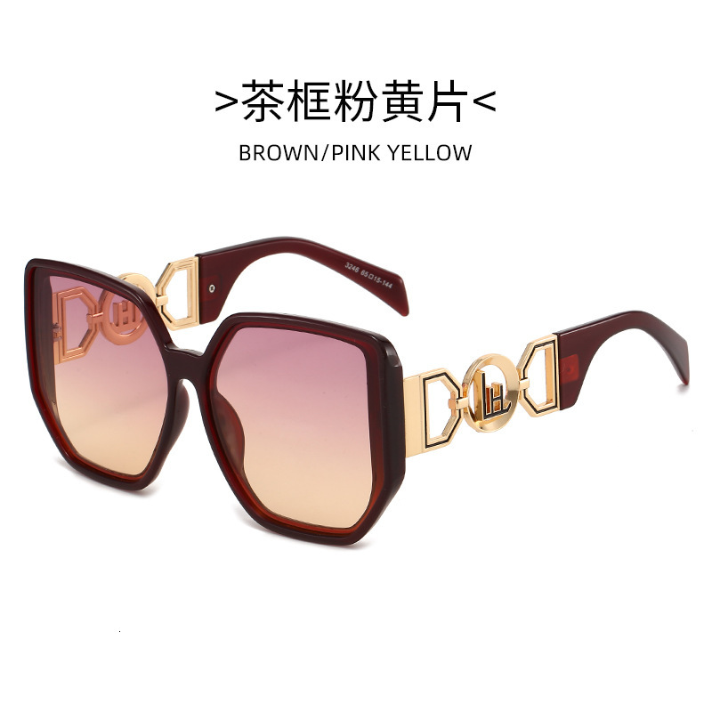 Luxury Brand Designer Sunglasses New Women's Fashion Sunglasses With Wide Legs And Large Frames, Square Sunglasses For Women, European And Americ
