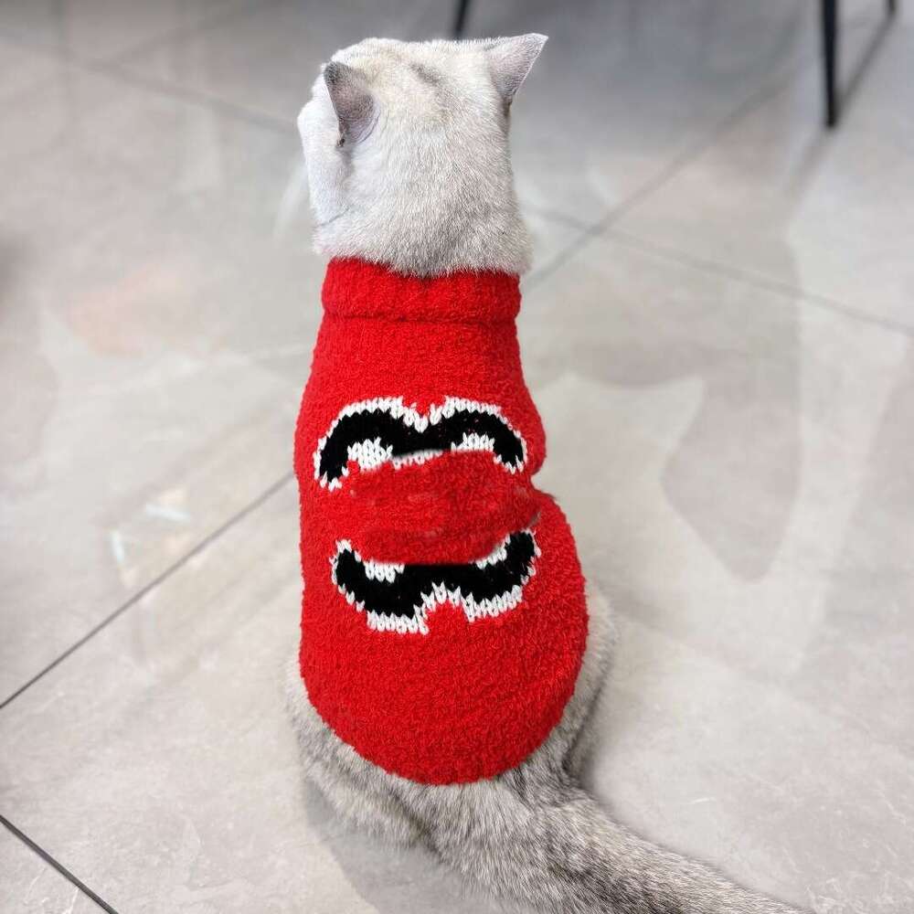 Fashion Brand Pet Dog Cat Winter Red Knitted Sweater Festive Hot Sale For Small Dogs Bichon Schnauzer Trendy Clothes pupakaIK