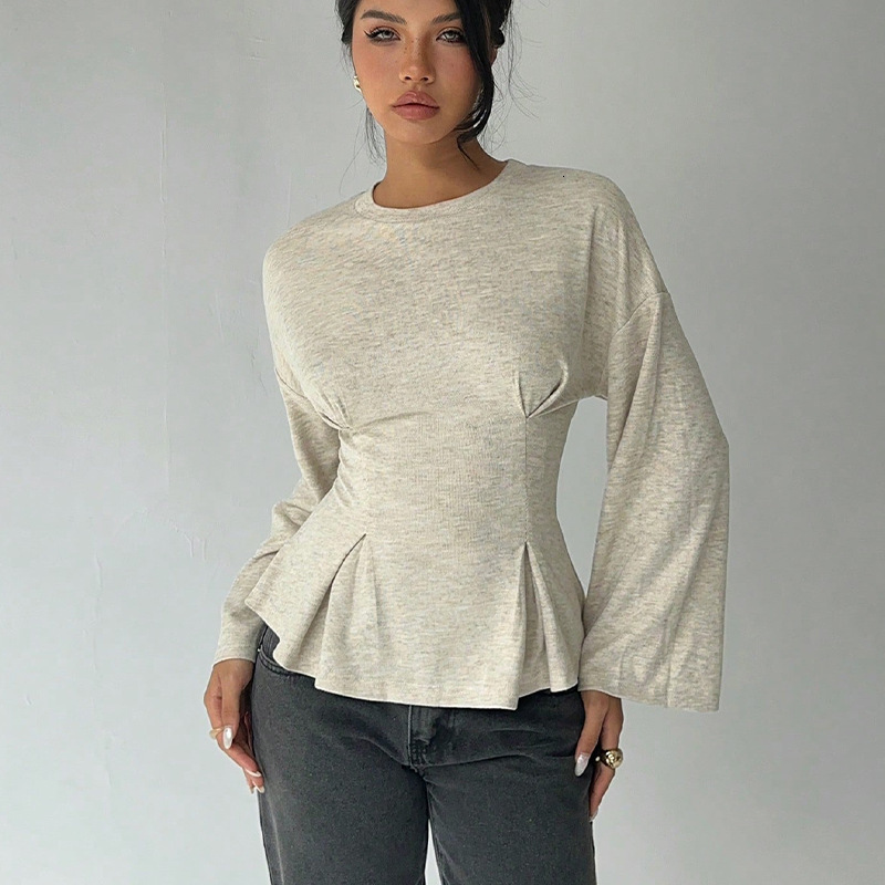 European Designer Polo T-shirt And American Designer Hoodie Fashion Longsleeve Women's Springsummer Independent Station Bellsleeve Top