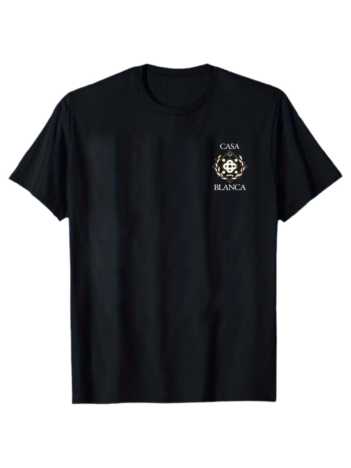 Mens casual short-sleeve T-shirt suitable for all seasons daily wear double-sided Blanca pattern unisex available in black 260302