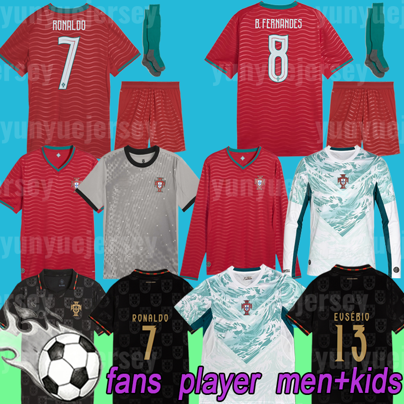 EUSEBI0 Edicao Special Portugal jersey 2026 Black Panther Kit DIOGO J soccer jerseys RUBEN ronaldo Long sleeves football shirts Men Kids kit set top