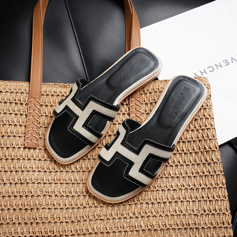 HZGUSIFU Free Shipping 2026 Summer New Casual Fashion Designer Slippers Home Outdoor Fashion Versatile Flat Beach Shoes for Women
