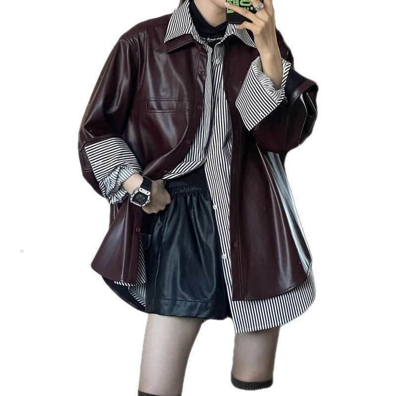 Autumn Winter Grape Purple PU Leather Jacket For Women Vintage Casual Slim Fit Outwear Coat Fashion Streetwear Ladies Tops MAKOUFEI