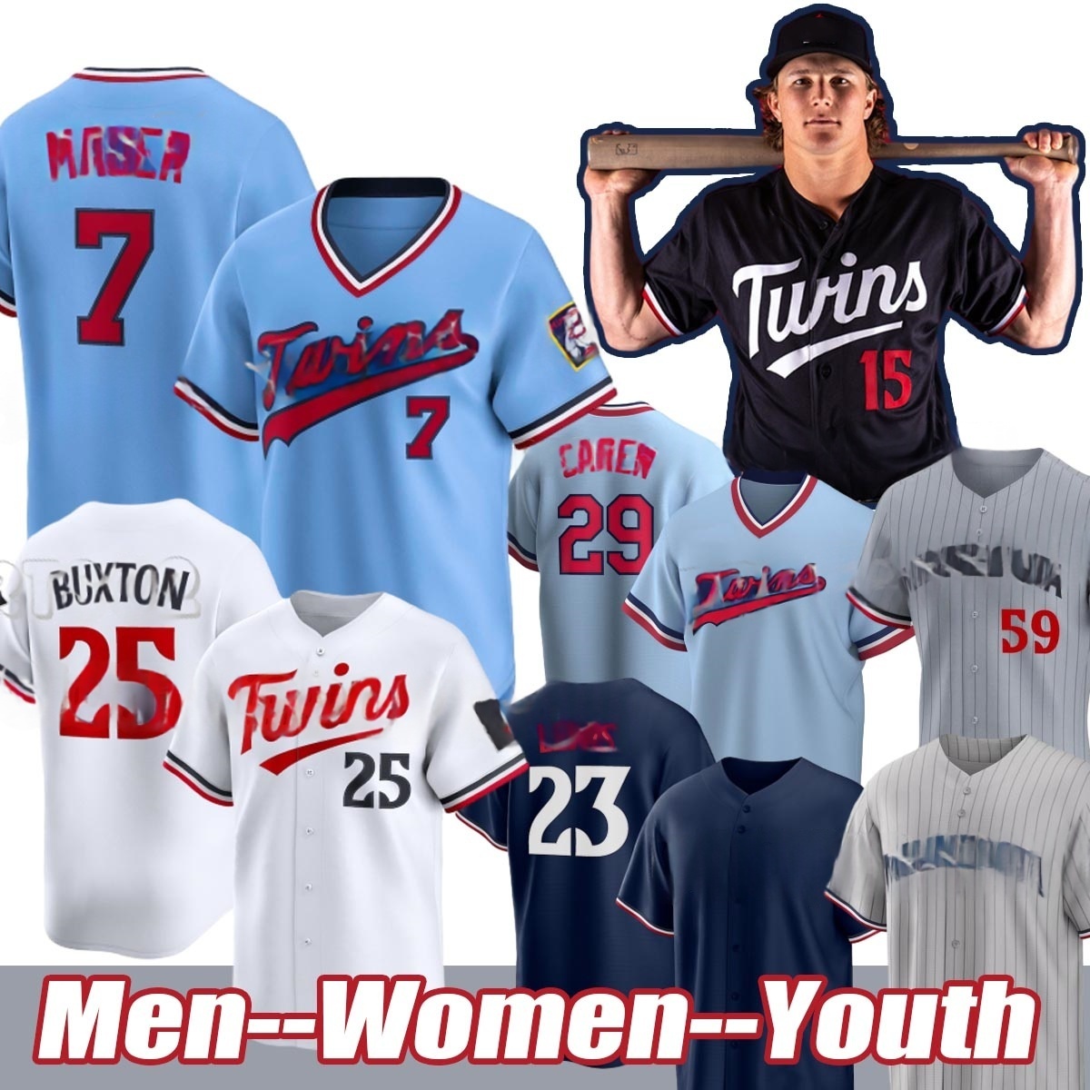 Carlos Correa Minnesotas Jerseys Twins jersey Byron Buxton Jhoan Duran Pablo Lopez Royce Lewis Edouard Julien Jose Miranda Ryan Jeffers Baseball Jerseys