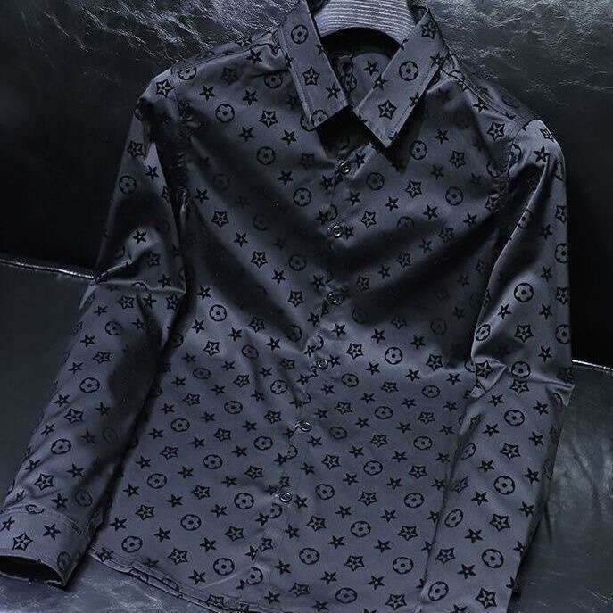 New Spring And Autumn European-Style All-Season Shirt, Men's Velvet Jacket, Light Luxury Casual Versatile Black Shirt