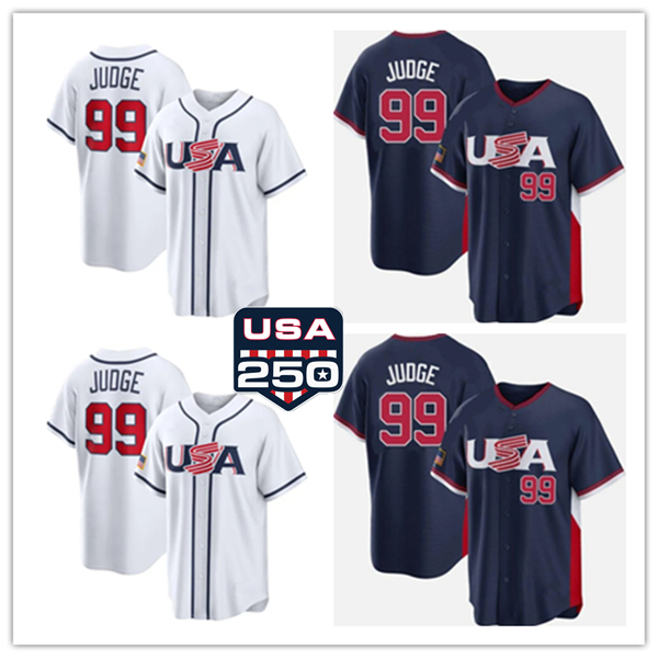 99 Aaron Judge Team USA 2026 World Baseball Classic WBC Jersey Stitched Navy White