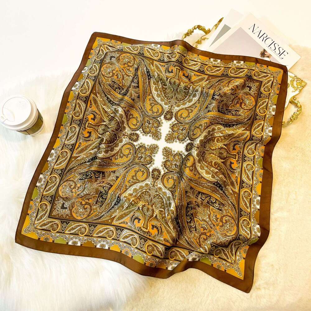 Korean-Style 70 High-End Faux Silk Square Scarf, Fashionable And Versatile, Can Be Used As A Decorative Accessory, Hair Tie, Or Professional Neck Scar