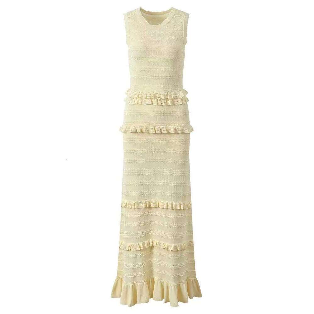 a27 2026 Spring/Summer r27 New Fashionable Women's a27 Ruffle Sleeveless Knitted Slimming Dress Elegant Summer