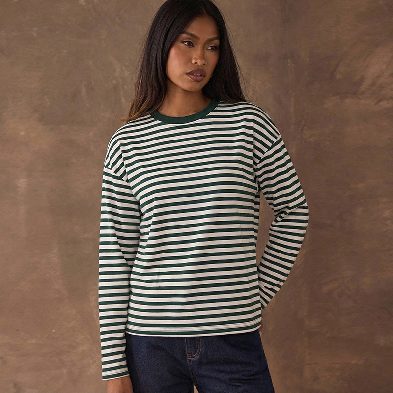 European And American Polo Fashion Striped Longsleeve Women's New Designer Hoodie Designer T-shirt Roundneck Pullover Top