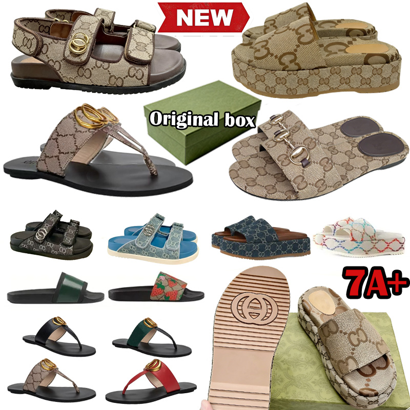 GG Luxury Designer sandals Women Sandals Summer Designer Slippers Flat Thick Bottom Embroidery Printed Jelly Rubber Leather Women Dress High Heel 35-45