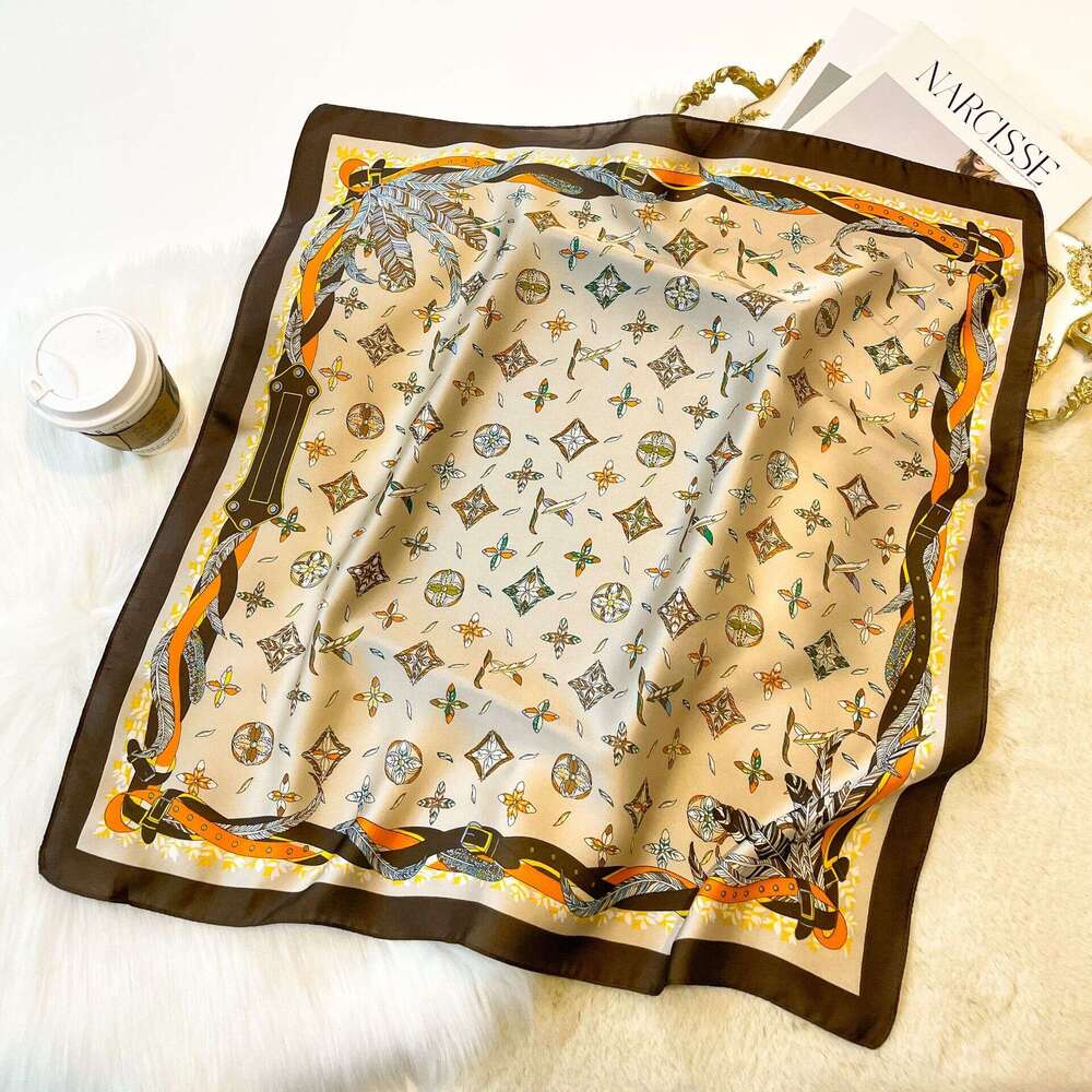 Korean-Style 70 High-End Faux Silk Square Scarf, Fashionable And Versatile, Can Be Used As A Decorative Accessory, Hair Tie, Or Professional Neck Scar