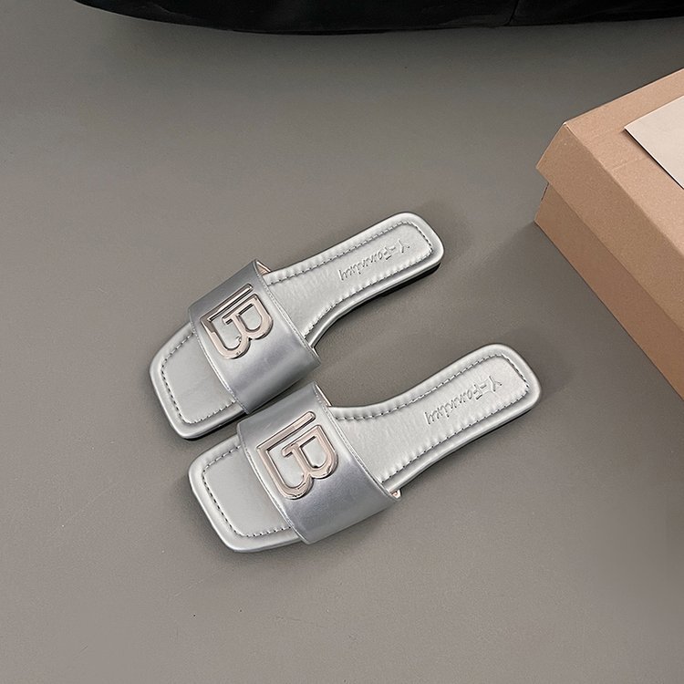 New Design - Export Summer Flat Sandals for Women - New Silver Simple Strappy Sandals - Free Shipping