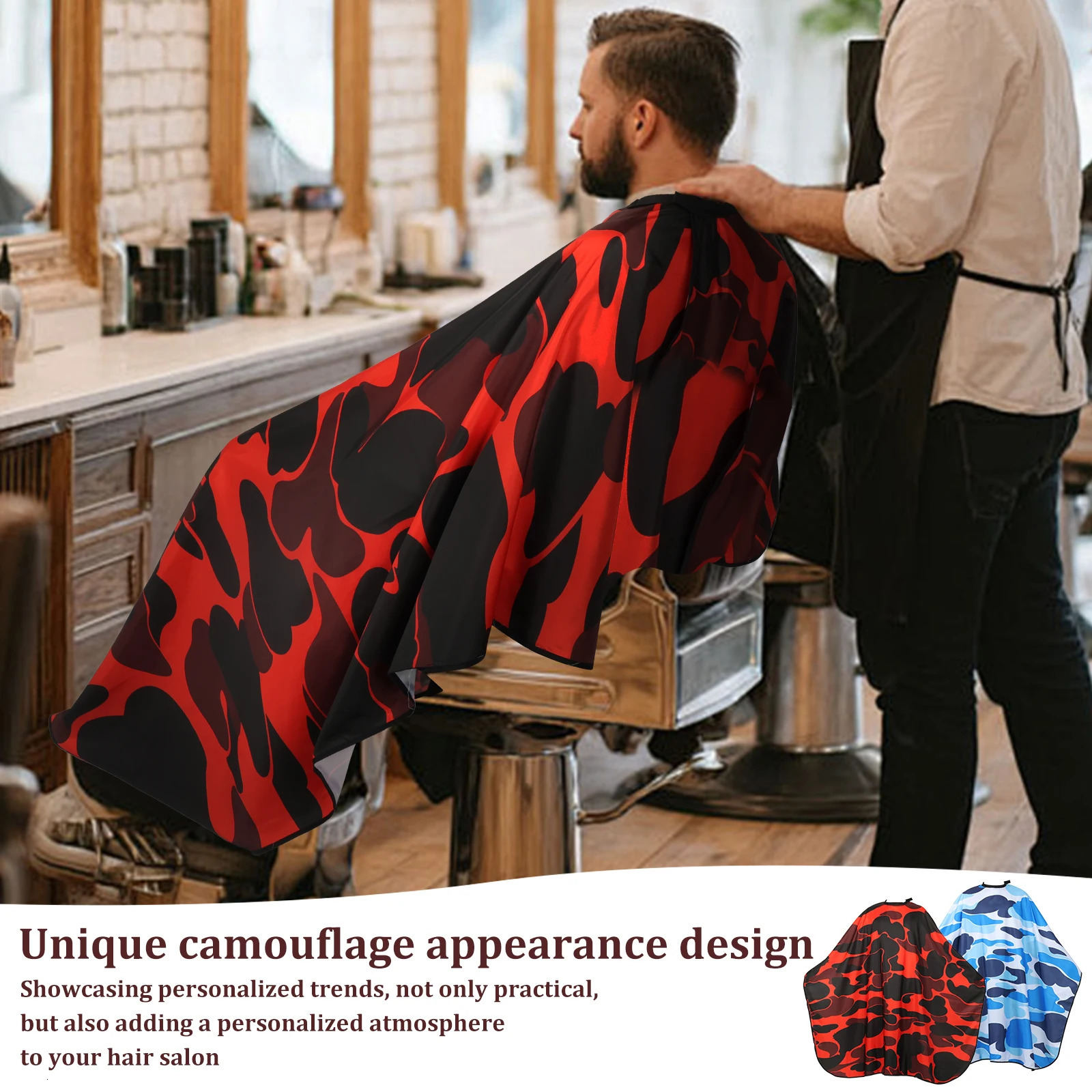 2Pcs Professional Barber Cape Camouflage Print Hair Cutting Salon Cape with Snap Closure Waterproof Aprons Shawls Salon Tools 260311 - view 6