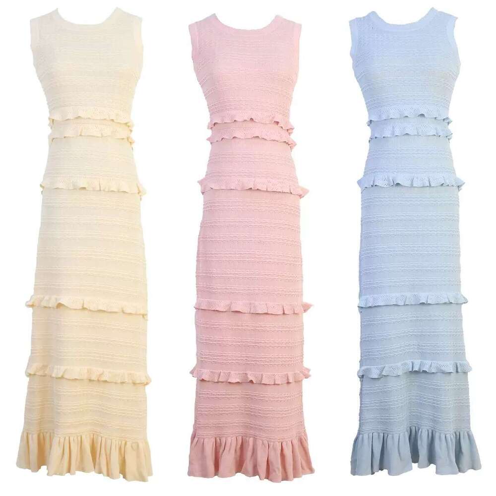a27 2026 Spring/Summer r27 New Fashionable Women's a27 Ruffle Sleeveless Knitted Slimming Dress Elegant Summer