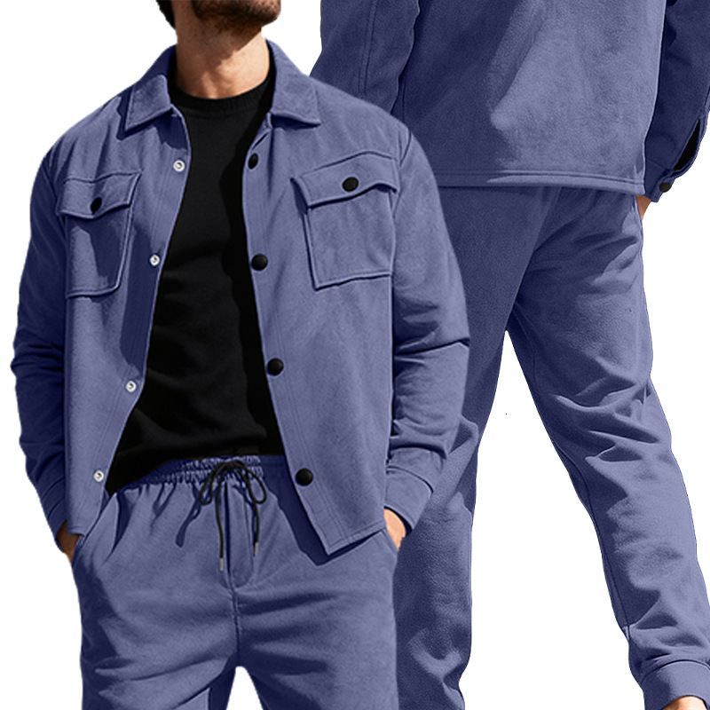 Polo European And American Designer Hoodie Men's Workwear Set Spring And Designer T-shirt Autumn Casual Sports Suede Business Button Jacket Pants