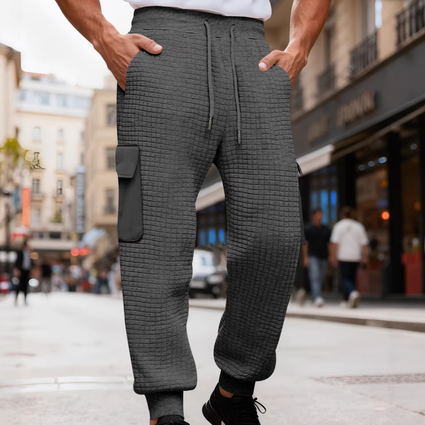 New Men's Sports Sweatpants European And American Style Thickened Designer Shorts Small Checkered Essentials Shorts Pattern Essential Shorts Cargo Stacked Pants