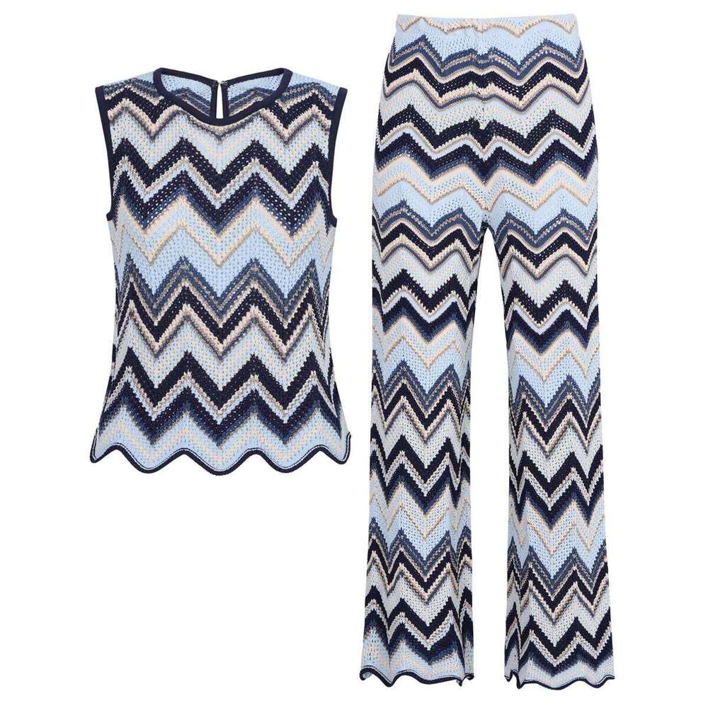 Women S Set Fashion O Neck Long Sleeve Short Tops Slip Stripe Waist Knitted Dress Loose Pants Evening Party Autumn New MAKOUFEI