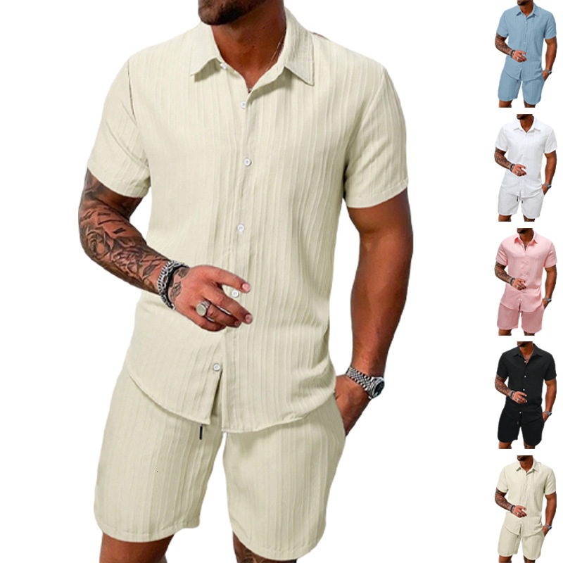 Summer New Designer T-shirt Polo Men's Solid Color Collar Short Sleeve Designer Hoodie Shirt Cardigan Business Casual Short Sleeve Shorts Set For Men