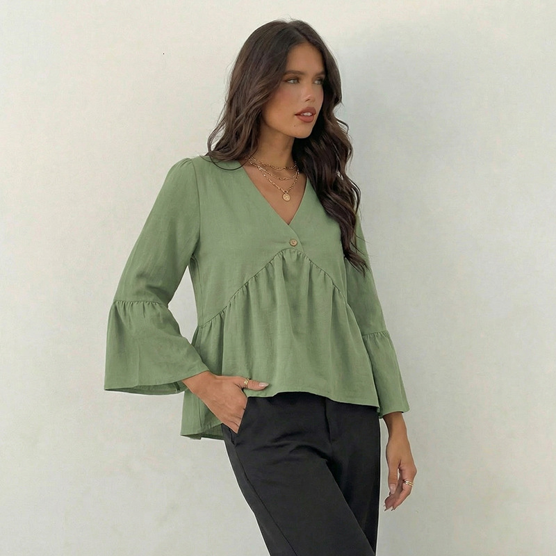 European And American Retro Vneck Shirt Polo New Designer T-shirt Model Independent Station Women's Designer Hoodie Pullover Blouse
