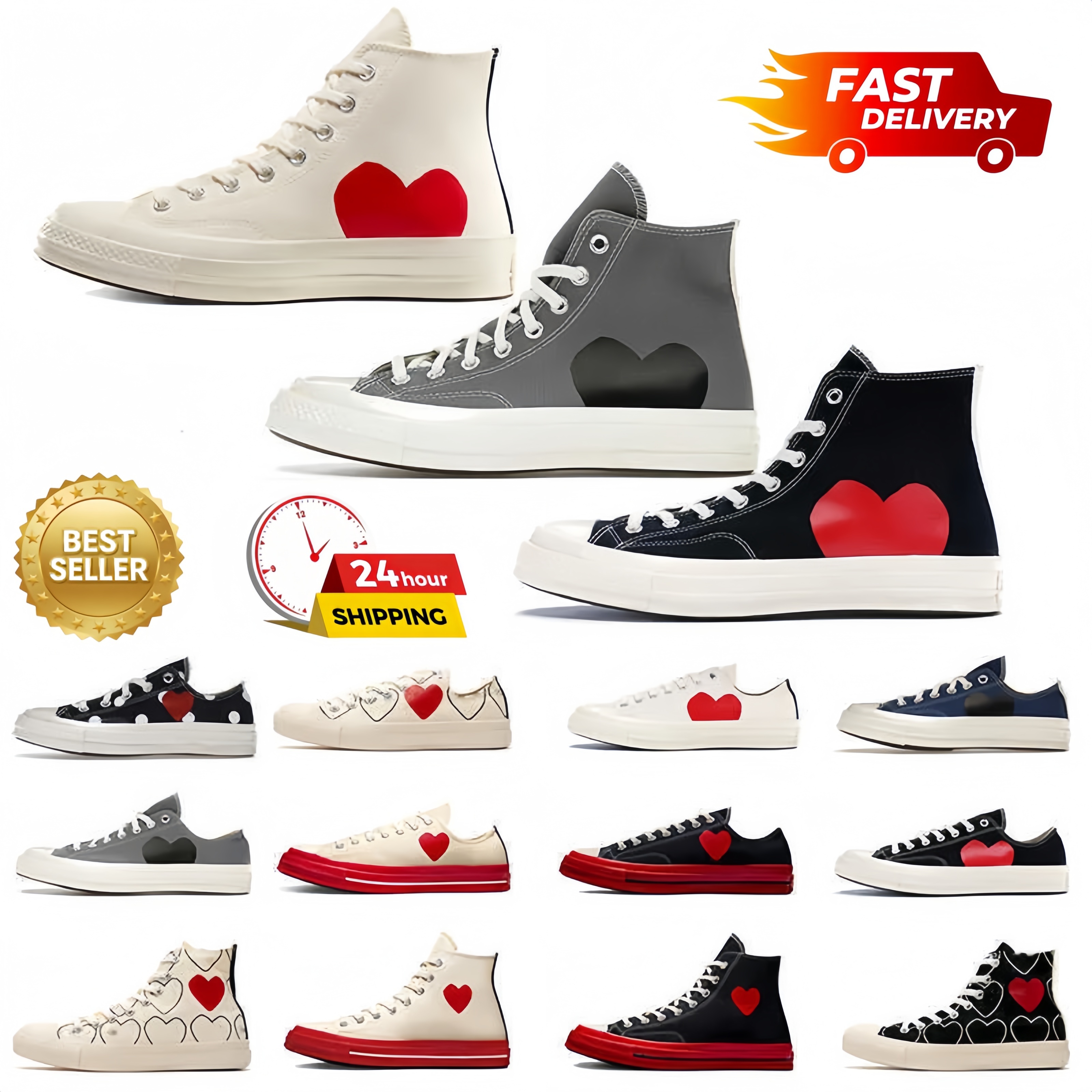 Low Top Canvas Platform Designer Sneakers for Men Triple Black White Grey Navy Blue Flat Trainers High Cut Mens Women Loafers Casual Shoes