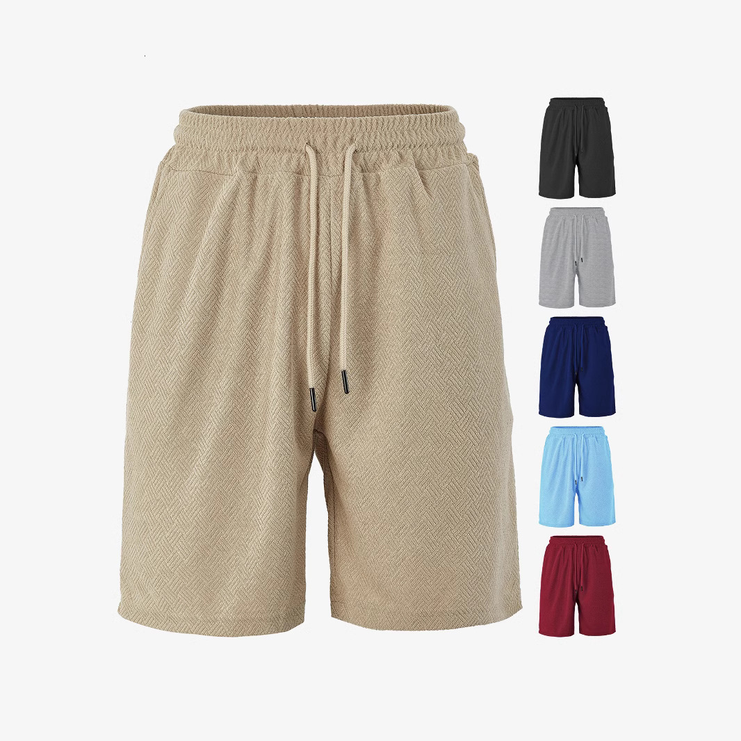 European Designer Shorts And American Men's Comfortable Breathable Solid Color Towel Essentials Shorts Jacquard Essential Shorts Fabric Men's Casual Shorts