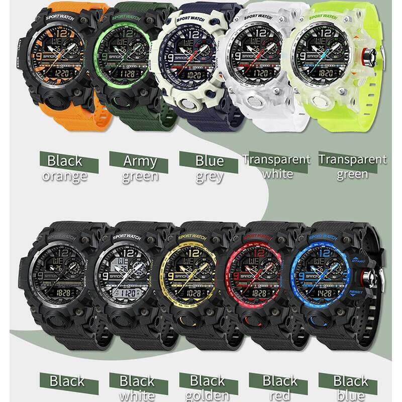 SANDA Men Military Watches White Sport G style LED Light Digital 50M Shockproof Waterproof Watch Male Quartz Clock Relogio
