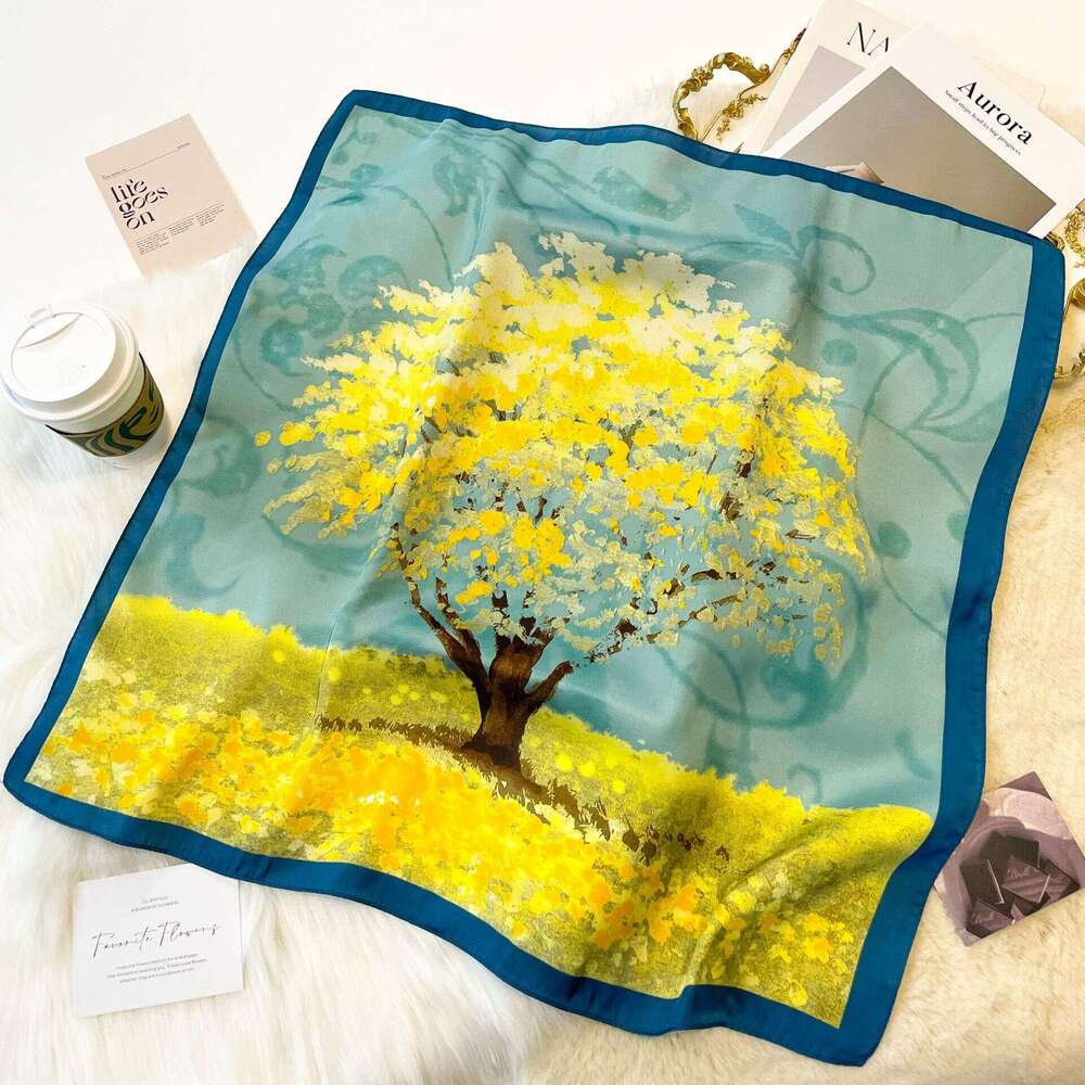 Korean-Style 70 High-End Faux Silk Square Scarf, Fashionable And Versatile, Can Be Used As A Decorative Accessory, Hair Tie, Or Professional Neck Scar