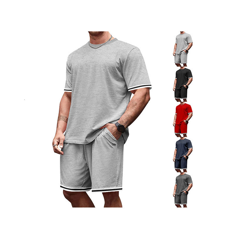 European And American Summer Men's Polo Short Sleeve Round Neck Set Sports Designer Designer T-shirt Hoodie Men's Casual Shorts Twopiece Set For Men