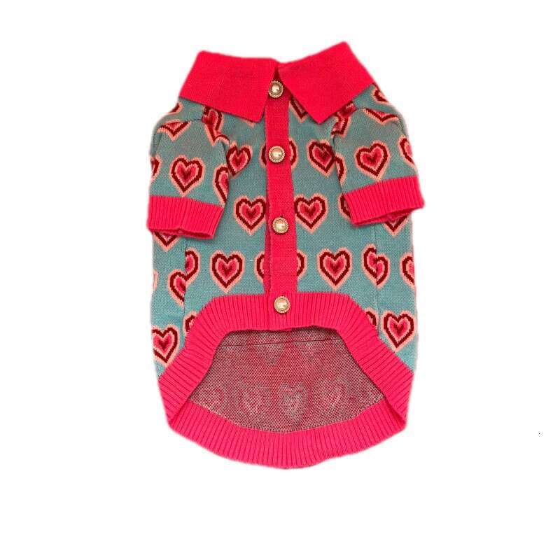 2026 Autumn Winter New Pet Warm Sweater Love Lapel Cardigan For Small Medium Dogs Cats French Bulldog Pomeranian Fashion Brand Clothes pupakaIK