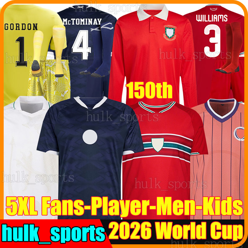 5XL Scotland 2026 Wales 150th soccer jerseys World Cup McTOMINAY ADAMS McGINN McLEAN DYKES WILLIAMS WILSON JOHNSON MOORE men kids kits socks sets football shirts
