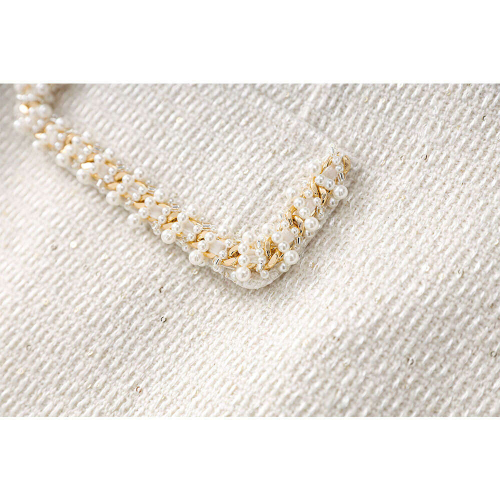 2026 spring and autumn new designer beige bead short e22 sleeved elegant best-selling woolen dress