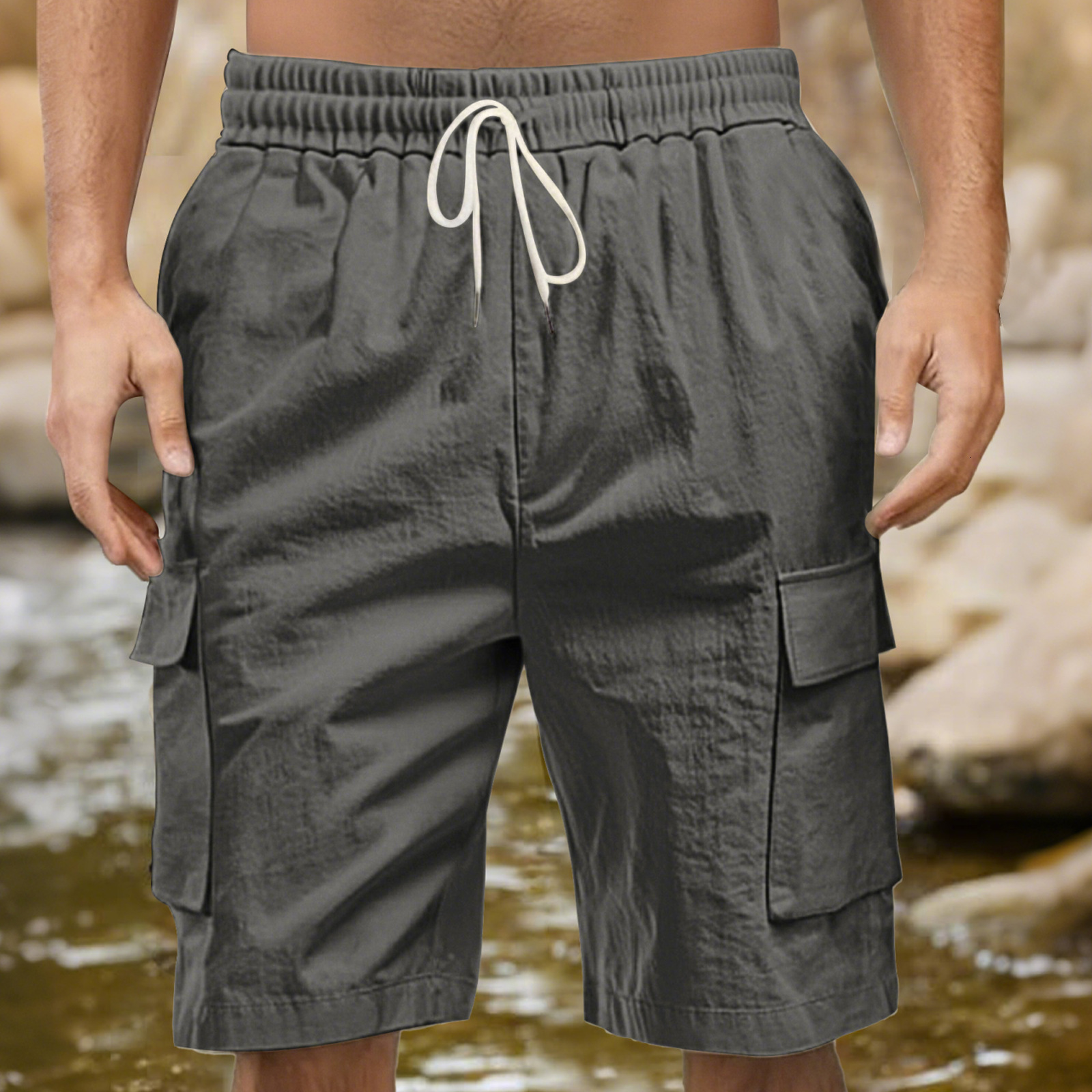 American Style Multipocket Cargo Pants Essentials Designer Shorts Shorts Men's Outdoor Sports Casual Loose Solid Essential Shorts Color Linen Cargo Shorts