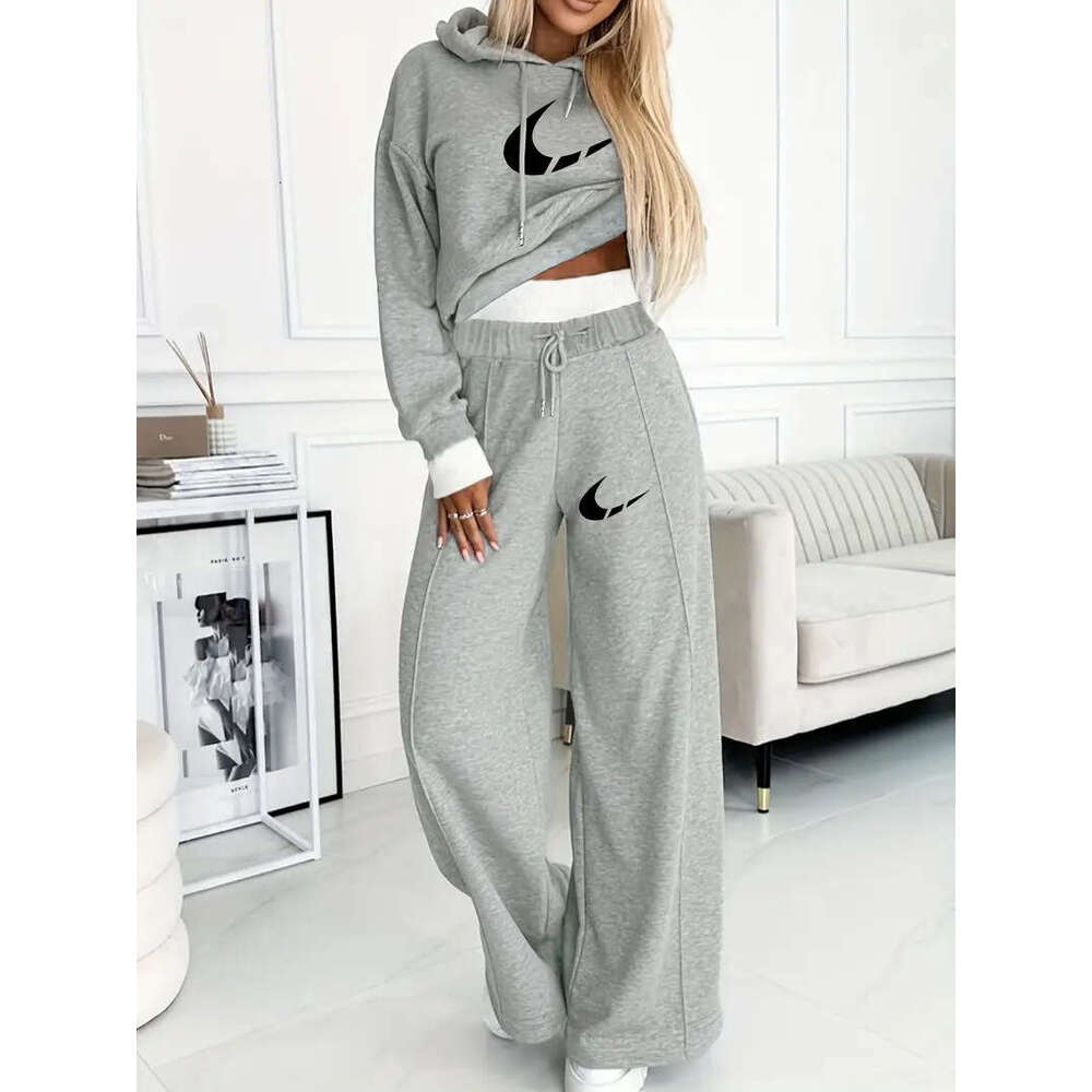 Sportswear Set Suit Autumn Winter New Women's Clothing Patchwork Hot-Selling Hooded Sweatshirt Two-Piece Casual Set A67 Print Gym Clothing