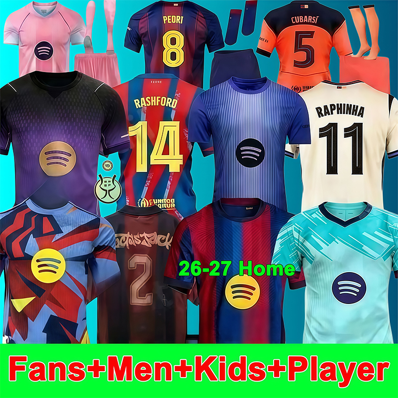 Barcelona 25 26 27 LAMINE YAMAL Lewandowski Soccer Jerseys GAVI Raphinha FERRAN 2025 2026 Football Shirt TOP F. DE JONG Men Women Kids Kit Camiseta Barcalona Travis