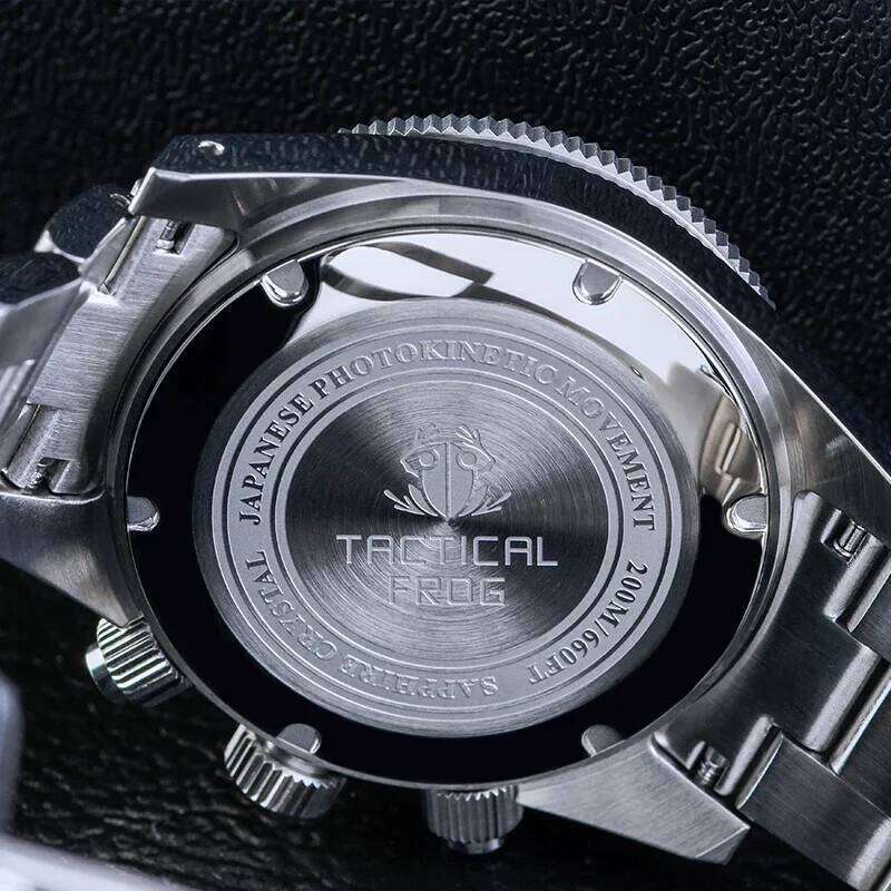 Tactical Frog Chronograph Sapphire Crystal Mirror Ceramic Bezel V2 Solar VS75A Eco-Drive Quartz 20Bar Luminous Mens Watch