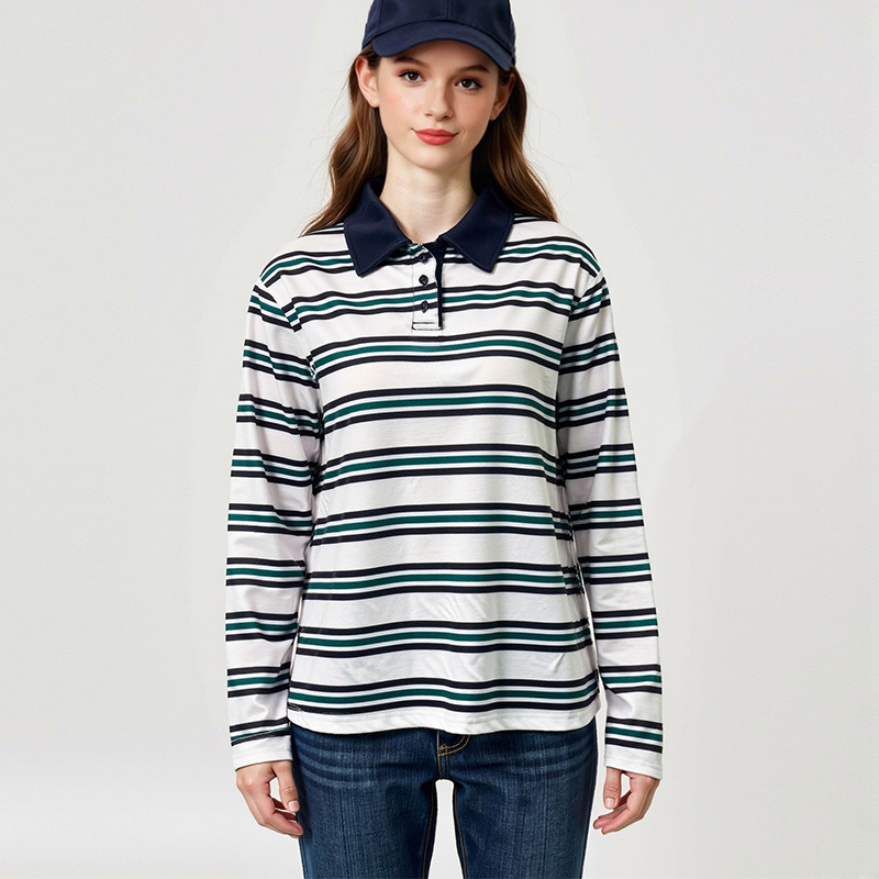 Polo European And American Fashion Striped Longsleeve Designer T-shirt Polo Shirt Designer Hoodie Autumn Vintage Pullover Top Women's Clothing