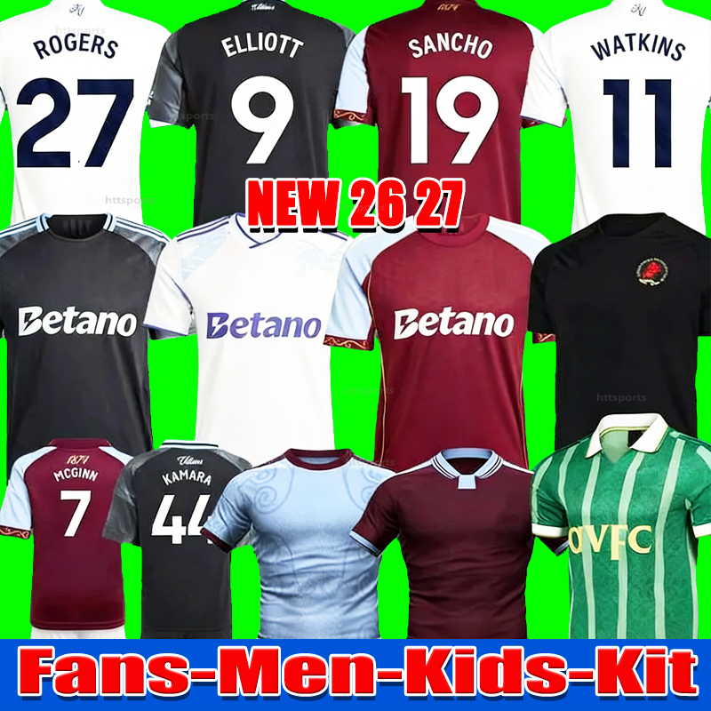 16-4XL Mens top 2026 2027 Aston goalkeeper BAILEY MALEN soccer jersey home away third 26 27 villa McGINN ONANA WATKINS KONSA MARTINEZ football shirt set Men kids kit