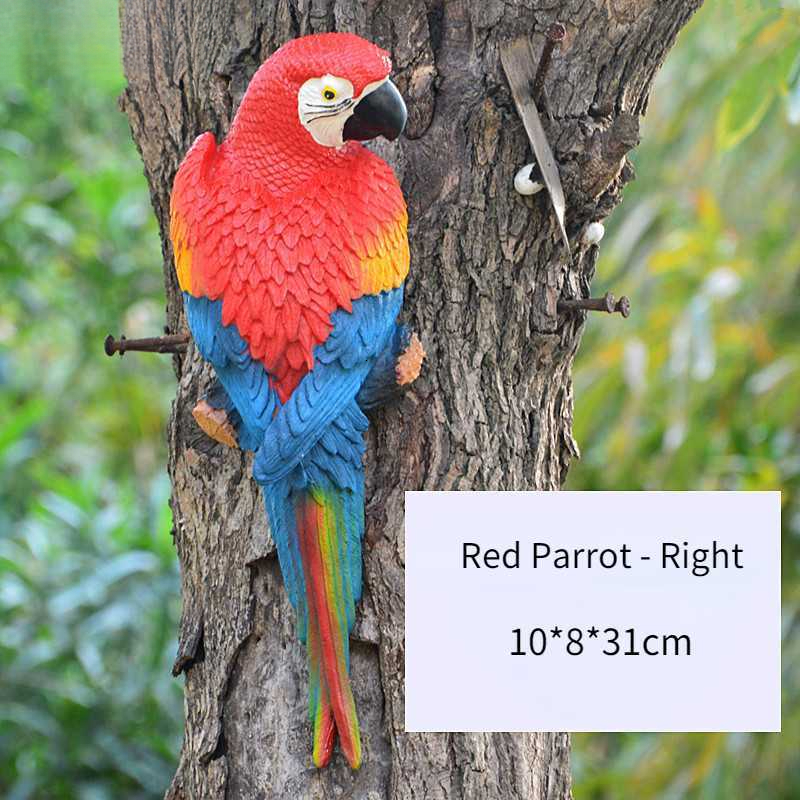 landscape Yard Decor Garden Decorations Parrot Figurine Wall Hanging Animal Sculpture Home Office Decoration Suitable For Outdoor Garden Trees. T240309 Ornament