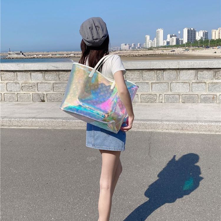 Transparent Pvc Shoulder Bag Is A Reusable Beach Shopping Bag Suitable For Women 2026
