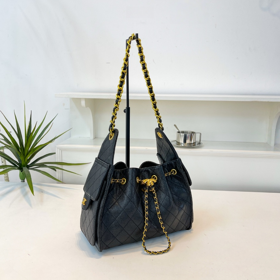 Designer cc bag 25 Caviar Leather Drawstring Bucket Hobo Underarm chain Bag homeless Diamond Lattice Matelasse chan bag Handbag 25bag Large Capacity Jumbo Bag