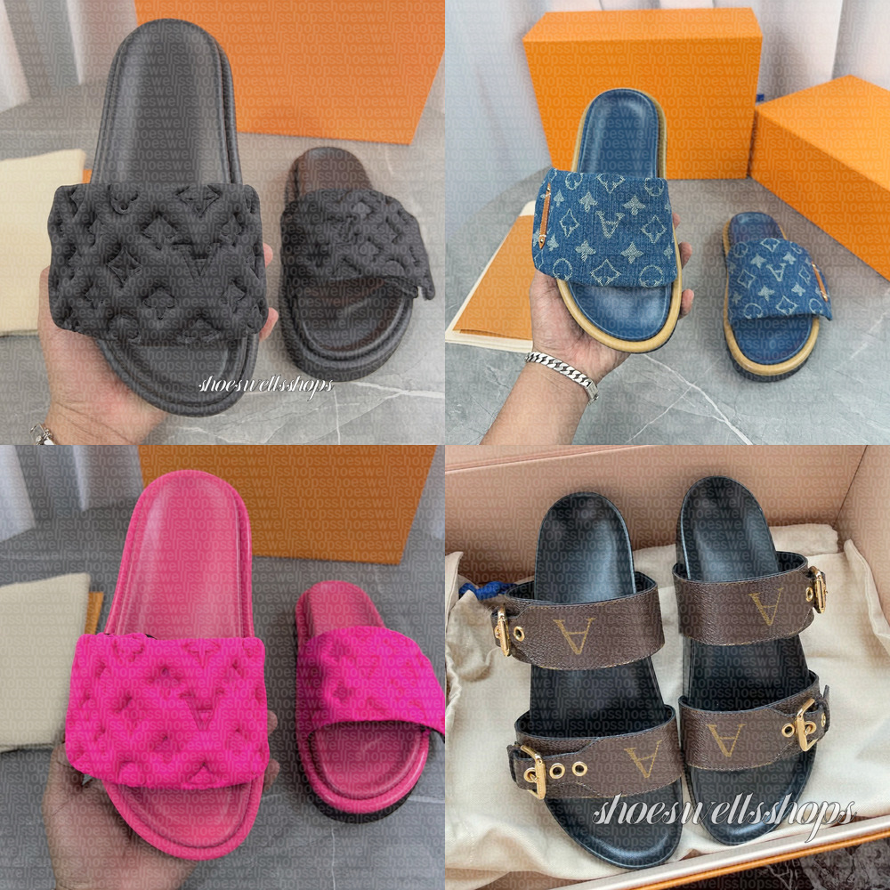 Designer Pool Pillow Slides sandals couples slippers men women sandals summer flat shoes Comfort Mules beach slippers Easy-to-wear Style Slides Women sandale shoes