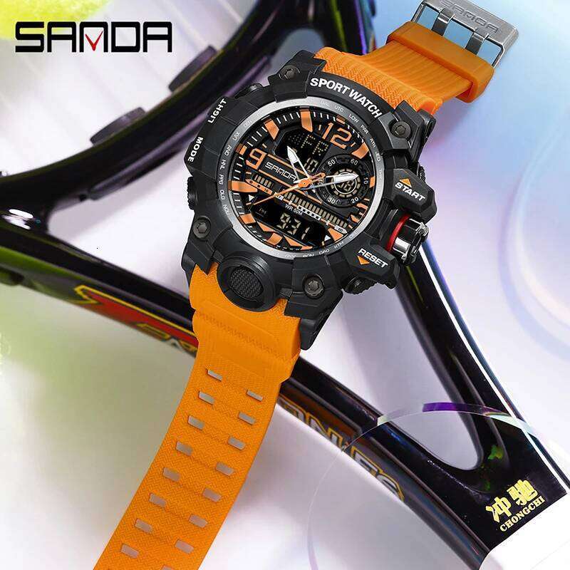 SANDA Men Military Watches White Sport G style LED Light Digital 50M Shockproof Waterproof Watch Male Quartz Clock Relogio
