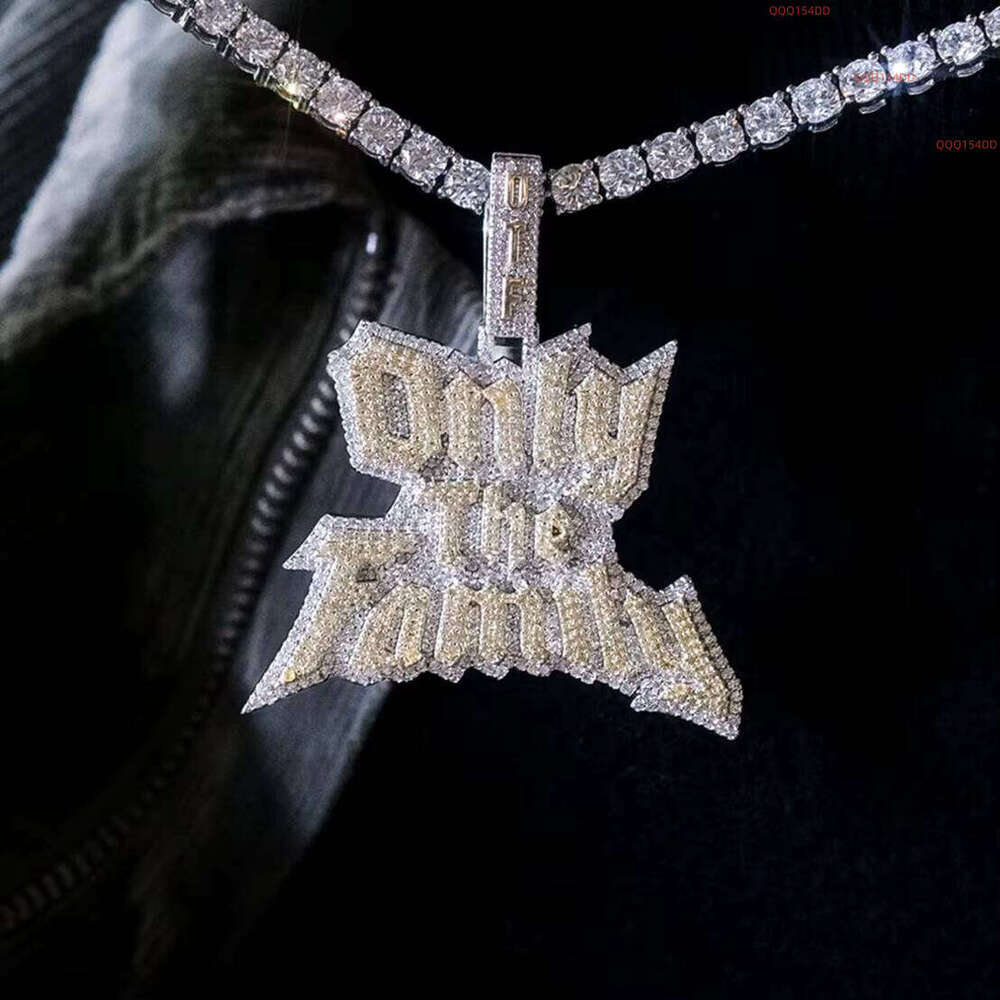 Two Tone Gold Plated Micro Pave CZ Hip Hop Men Jewelry Letter Only The Family Pendant Necklace