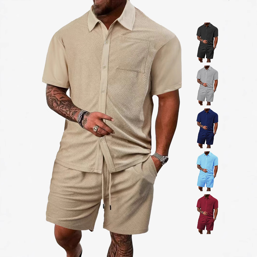 2026 Men's Fashion European And American Summer New Casual Button Solid Color Cross Designer Hoodie Pattern Towel Polo Jacquard Short Designer T-shirt Sleeve