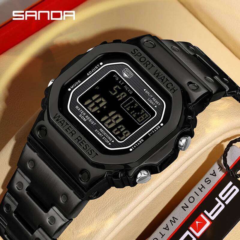 SANDA G Style Electronic Stainless Shockproof LED Digital Men's Military Waterproof Countdown Sports Watch