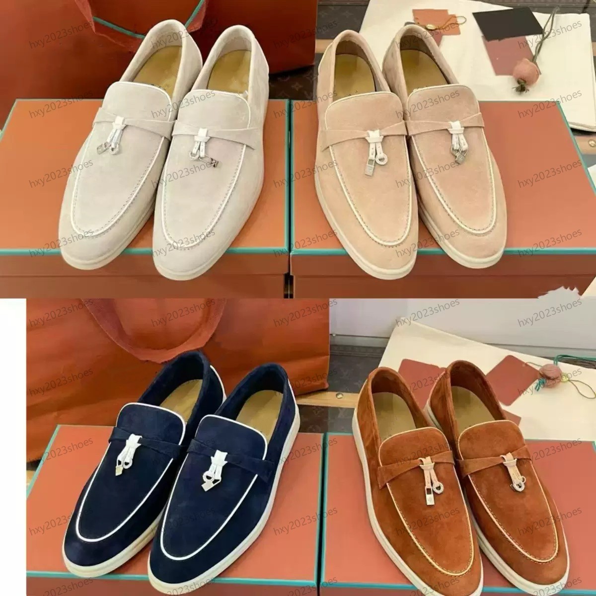 With Box Loafers Men Women Summer Charms Walk Designer Shoes Dress loafer Luxury Fashion Business Cashmere Leather Flat Shoes Low Top Suede Casual Shoes Size 35-46