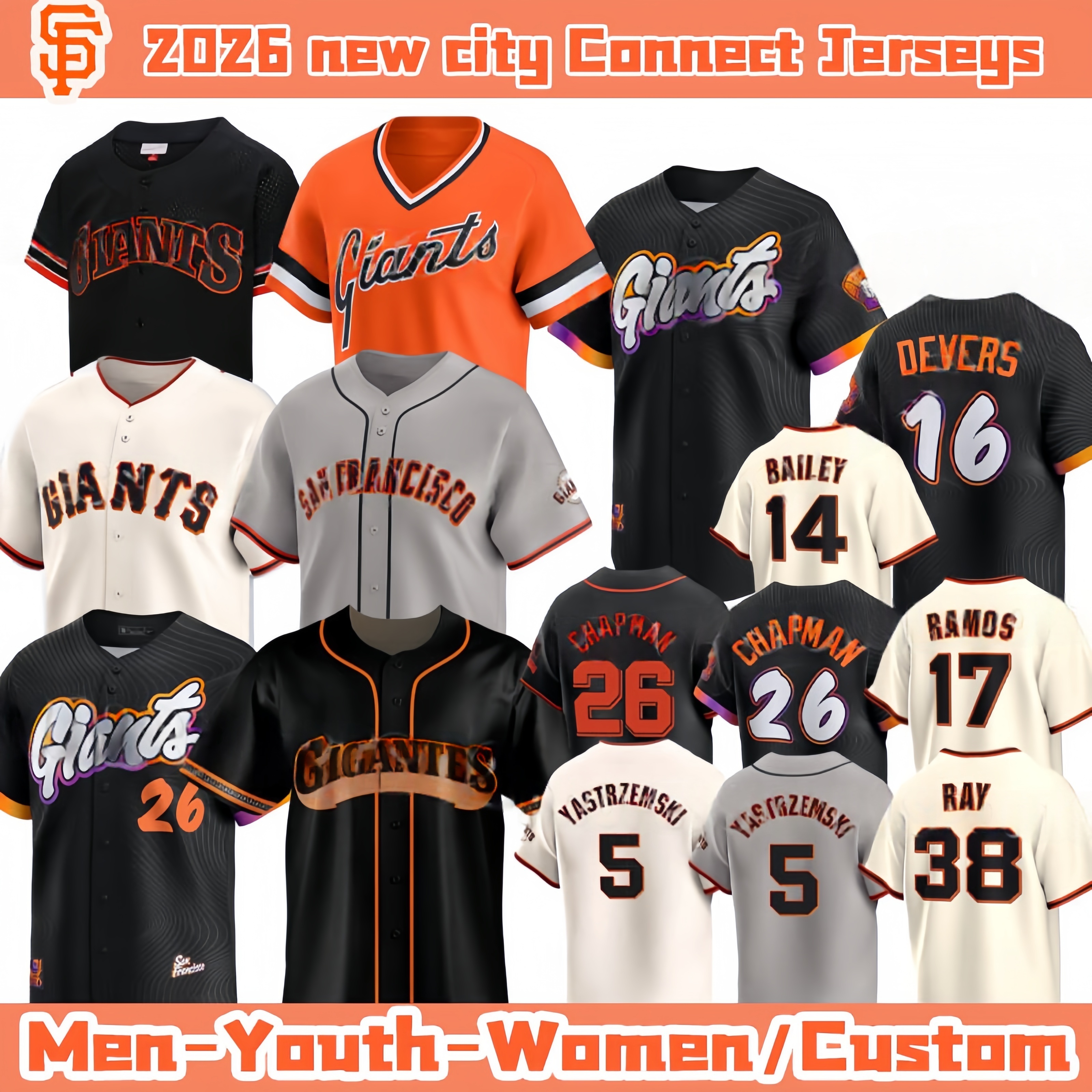 new San Francisco Giant Jersey #62 #26 #51 J. H. #2 #14 Logan Webb Matt Chapman Jung Hoo Lee Willy Adames Patrick Bailey Jerseys