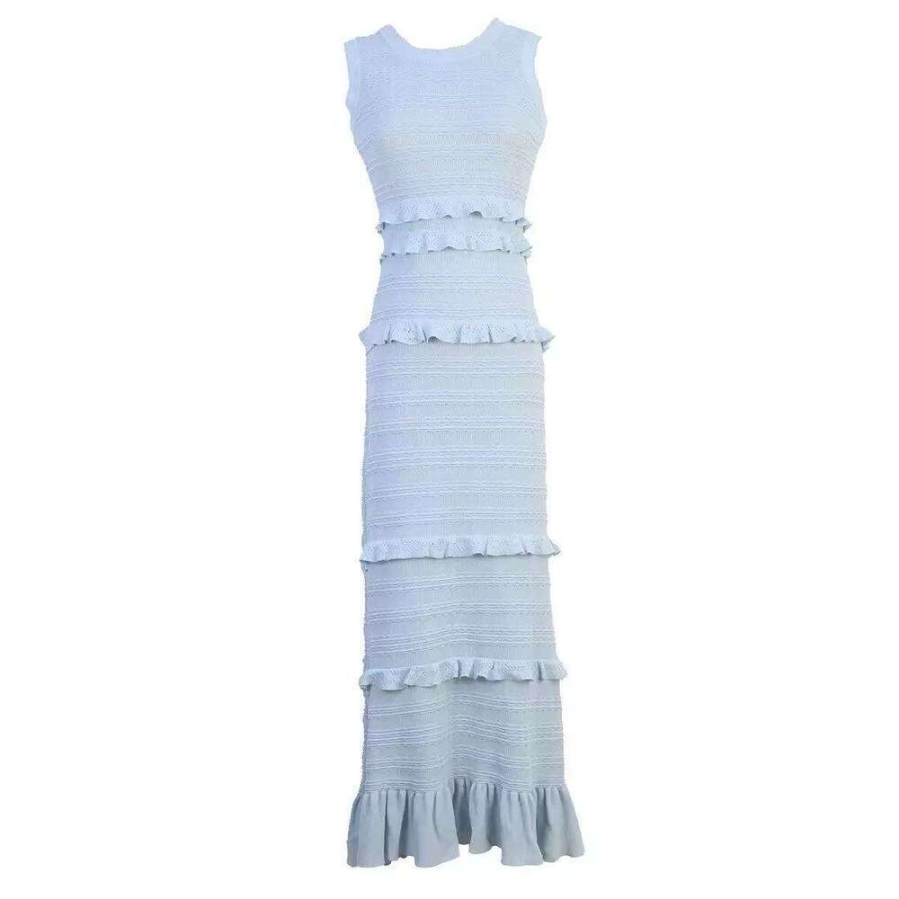 a27 2026 Spring/Summer r27 New Fashionable Women's a27 Ruffle Sleeveless Knitted Slimming Dress Elegant Summer